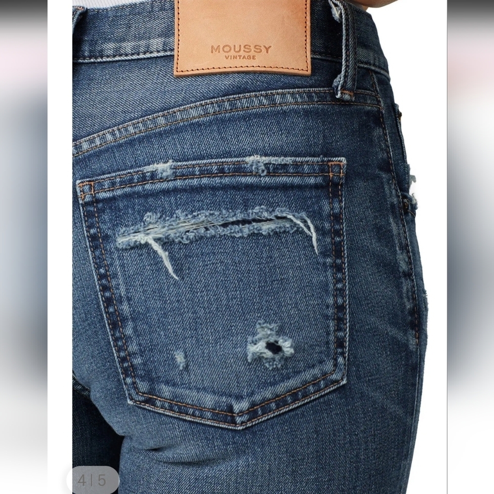 MOUSSY VINTAGE NWOT DISTRESS RIDIG SUNDANCE SKINNY CROPPED JEANS SZ 28